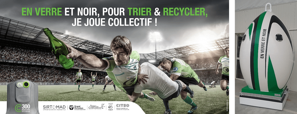 joueur de rugby qui recycle